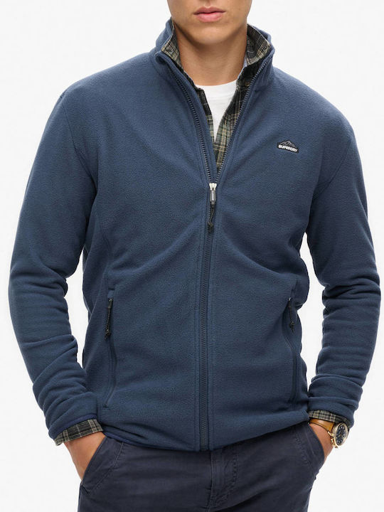 Superdry D1 Ovin Ανδρική Ζακέτα Fleece Navy Μπλε