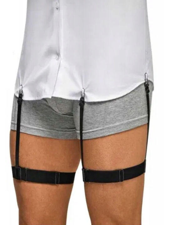Set 2 Elasticated Shirt Fastening Straps Zola 3 Arms Black