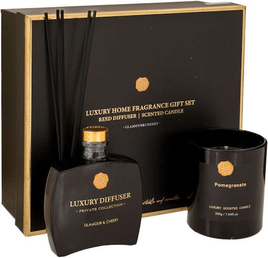 Set 2 Black Home Fragrance Stick 200ml Candle 100gr Luxury Packaging