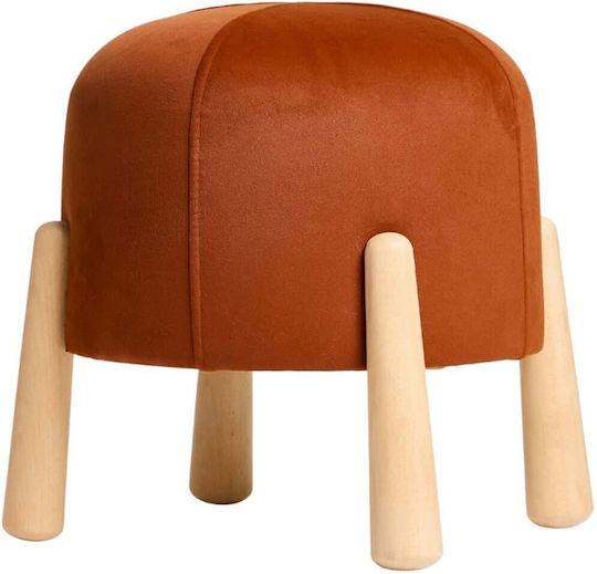 Stool For Living Room Upholstered with Fabric Floki Orange-natural 40x40x43cm