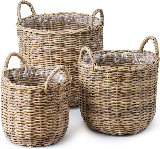 Scandinavian Collection Set of Decorative Baskets Rattan Beige 3pcs Scandinavian Collection Set of Decorative Baskets Rattan Beige 3pcs