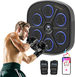 Sportnow Kampfsportziele Musikalisches Wandmontiertes Gerät 9 Geschwindigkeiten Bluetooth Verbindung Handschuhe 41.8x44.6x7.5 cm Schwarz Blau A91-378v00bk