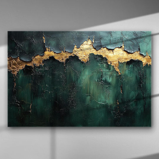 Golden Line Deep Green – Canvas Painting 150 X 100cm