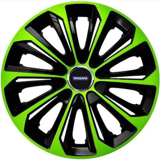 Auto Radkappen Set mit Marke Volvo 4Stück 15" Grün/Grün