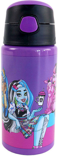 Gim Flip Sticlă Pentru Copii Din Aluminiu Cu Pai Monster 500ml