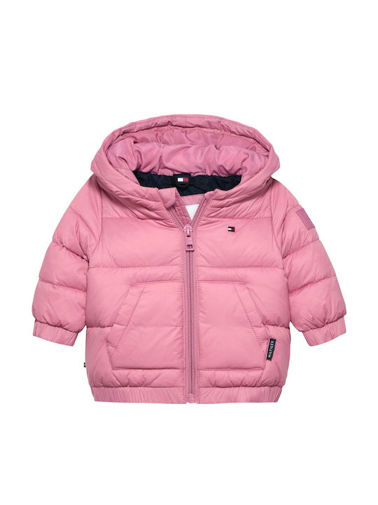 Kids Quilted Jacket with Hood Pink