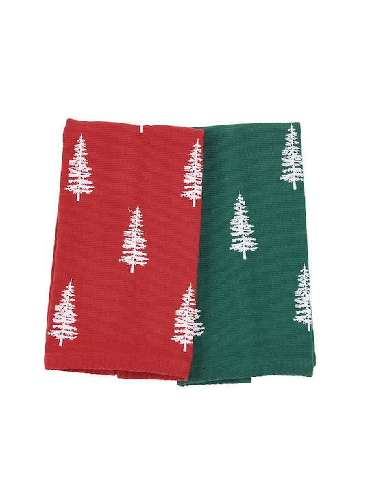 Das Home Christmas Set Christmas Towels Fabric Red L50xW30cm. 2pcs