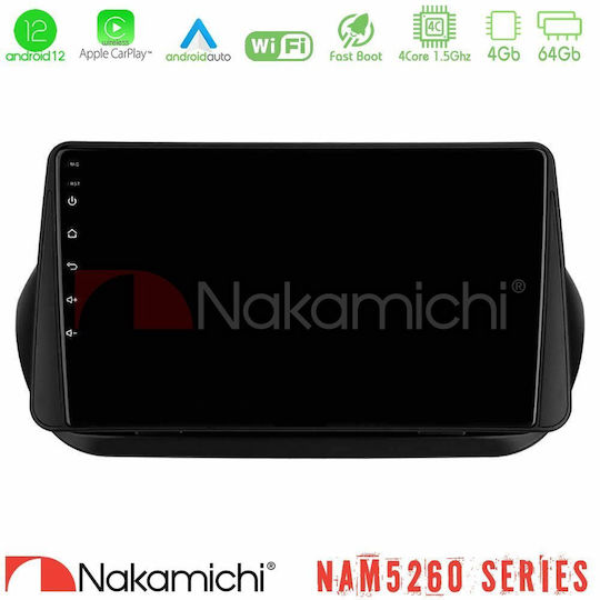 Nakamichi Car Audio System for Peugeot Bipper Fiat Fiorino / Qubo Citroen Nemo 2008 (Bluetooth/USB/AUX/WiFi/GPS/Apple-Carplay/Android-Auto) with Touch Screen 10"