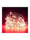 String 100 Mini LED 4.5V Transformer Steady Silver Copper Wire Red LEDs Every 10cm 5m Power Extension IP44 Eurolamp 600-07319