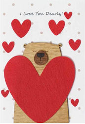 Mini Greeting Card "I Love You!" Bear Heart