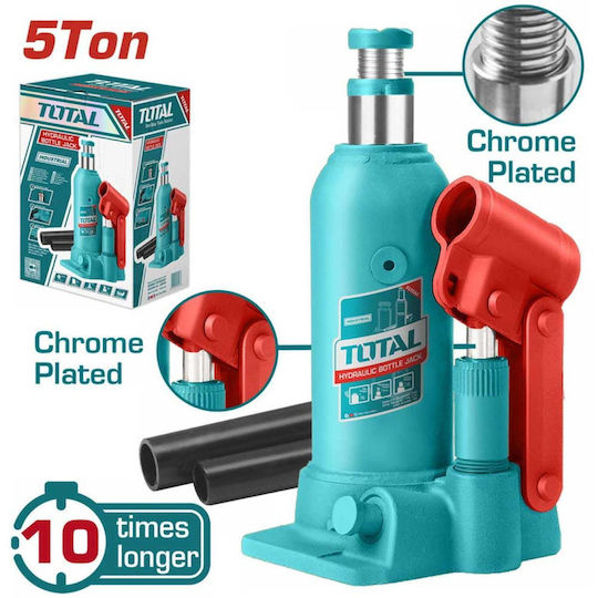 Total Hydraulic Bottle Jack with Lifting Capacity up to 47.4cm and Weight Capacity up to 5 Tons