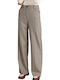 Women's Fabric Trousers Straight Line Checked Multicolor