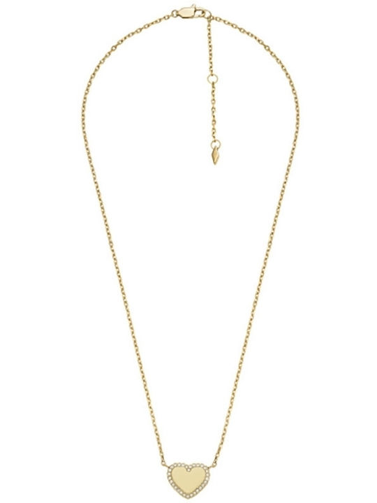 Fossil Colier cu design Inima din Placat cu aur Oțel cu Zirconiu