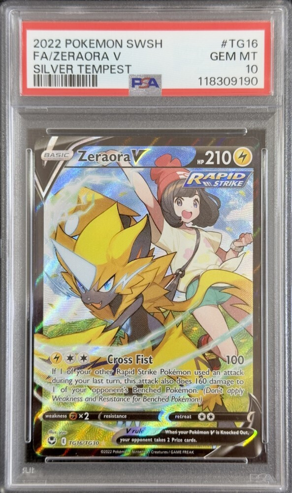 Zeraora V Silver Tempest English 2022 #tg16/tg30 PSA Gem MT 10