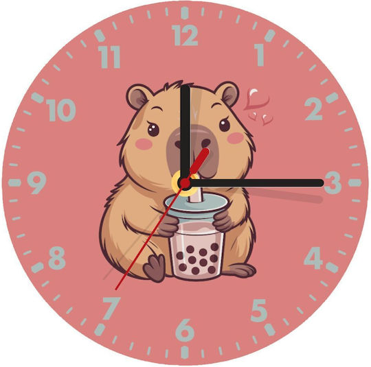 Koupakoupa Детски стенен часовник Capybara Bubble Tea Дърво 20εκ.