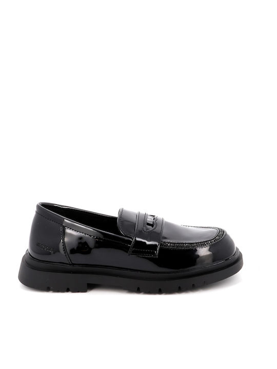 Girls Patent Leather Moccasins Black