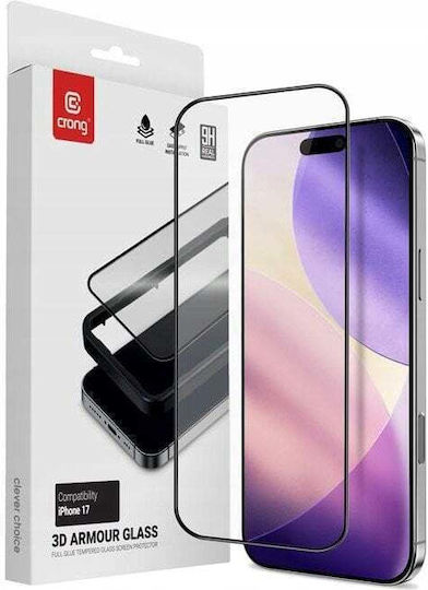 Crong 2.5D 0.33mm Tempered Glass Μαύρο (iPhone 17 / 17 Pro / 16 Pro)