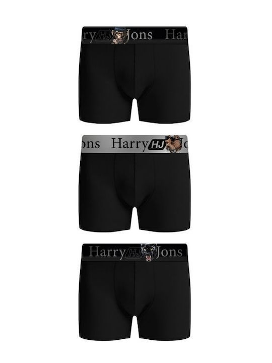 Harry Jons Animals Men's Boxers 3Pack Black Harry Jons Animals Men's Boxers 3Pack Black