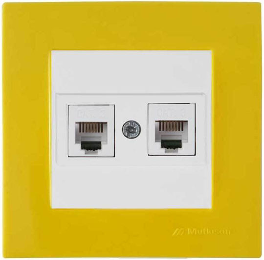 Mutlusan Rita Complete Double Telephone Socket Yellow 41182
