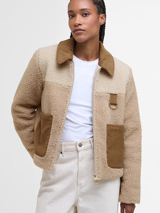 Barbour Malena Fleece-Strickjacke Natur/Ecru