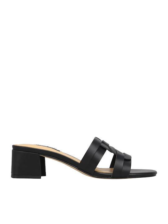 Gennie3 Mules with Chunky Low Heel in Black Color