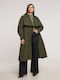 Women's Green Trench Coat