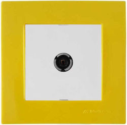 Rita Yellow Frame White Tile TV Aerial Socket