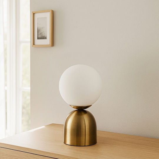 Megapap Metal Lampă de masă pentru Soclu E14 cu Abajur Auriu și Bază Megapap Metal Lampă de masă pentru Soclu E14 cu Abajur Auriu și Bază