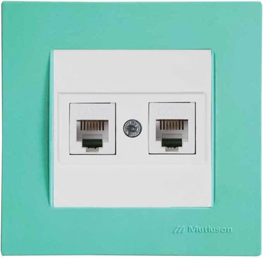 Rita Πράσινο Πλαίσιο-λευκό Πλακίδιο Πρίζα Data Rj45 C6 Διπλή