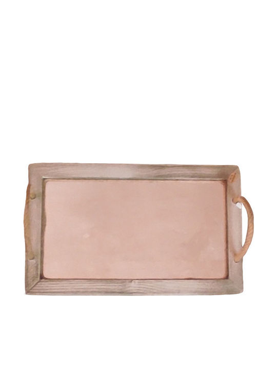 ZVES Tavă Decorativă Lemn Dreptunghiulară cu oglindă 50x30x4cm 1buc