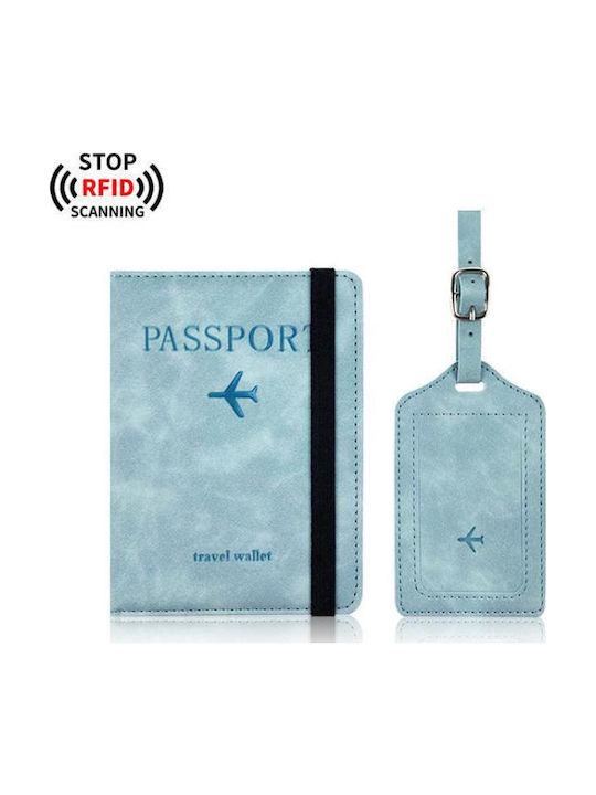 Dünne Leder Reisepasshülle Pu Kombinations-Reisepass-Tasche RFID Offenes Blau