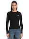 Gladeville Summer Women's Cotton Blouse Long Sleeve Black