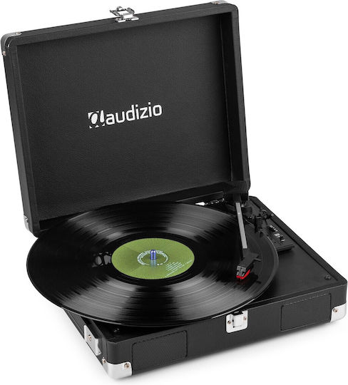 Audizio RP111BK 102.035 Куфар Грамофон с Ремъчно Задвижване Предусилвател и Вградени Говорители Черен