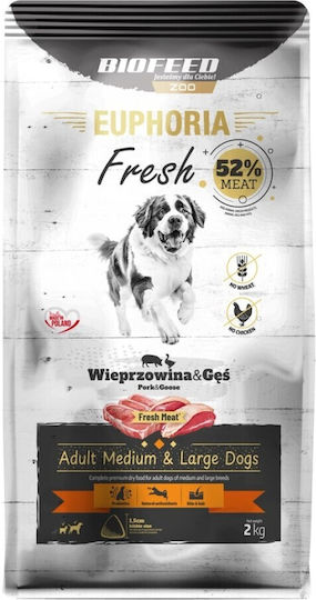 Biofeed 2kg Trockenfutter ohne Gluten für erwachsene Hunde mittlerer & großer Rassen mit Fleisch und Schweinefleisch