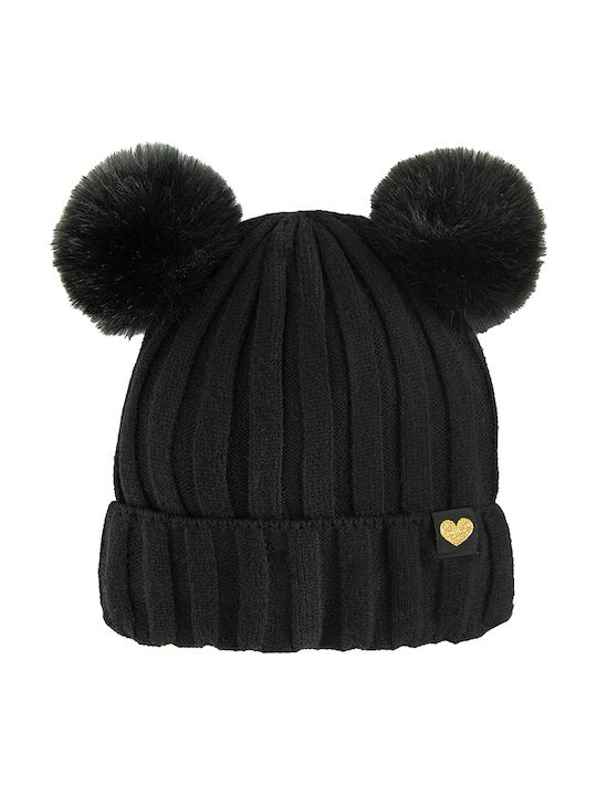 Kinder Mütze Gestrickt Schwarz