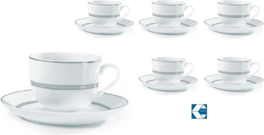 Galifas Set of Cups Tea Porcelain White 220ml 12pcs