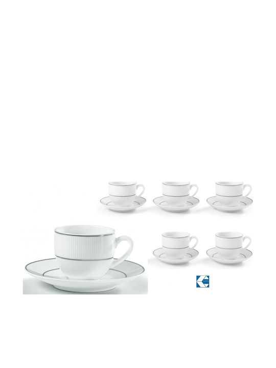 Galifas Set of Cups Tea Porcelain White 220ml 12pcs