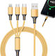 Verk Group USB към micro USB / Type-C / Lightning Кабел 2.1Спецификация Златист 1.2м