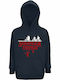 Kids Sweatshirt with Hood and Pockets French Navy Stranger Things, Upside Down