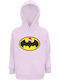 Kids Sweatshirt with Hood and Pockets Creamy Pink Batman loves Christmas