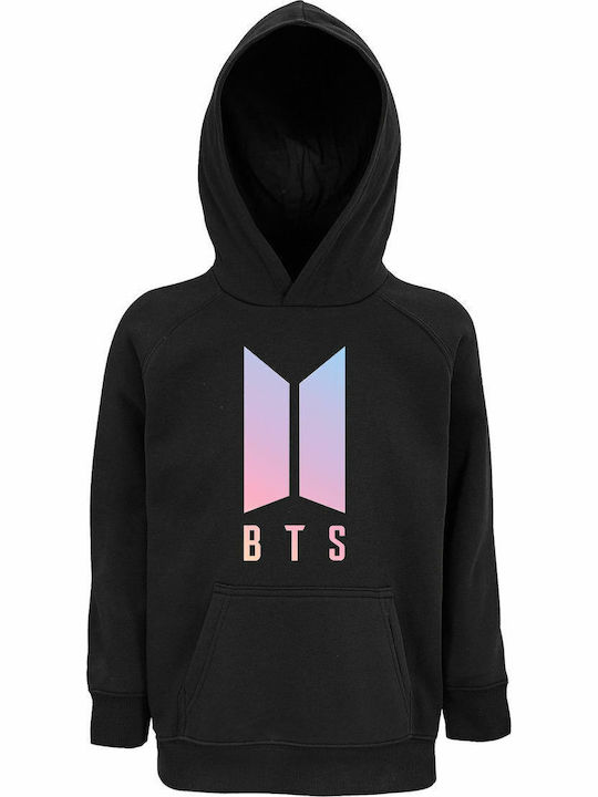 Kids Sweatshirt with Hood and Pockets Black Bts Coloured Kpop