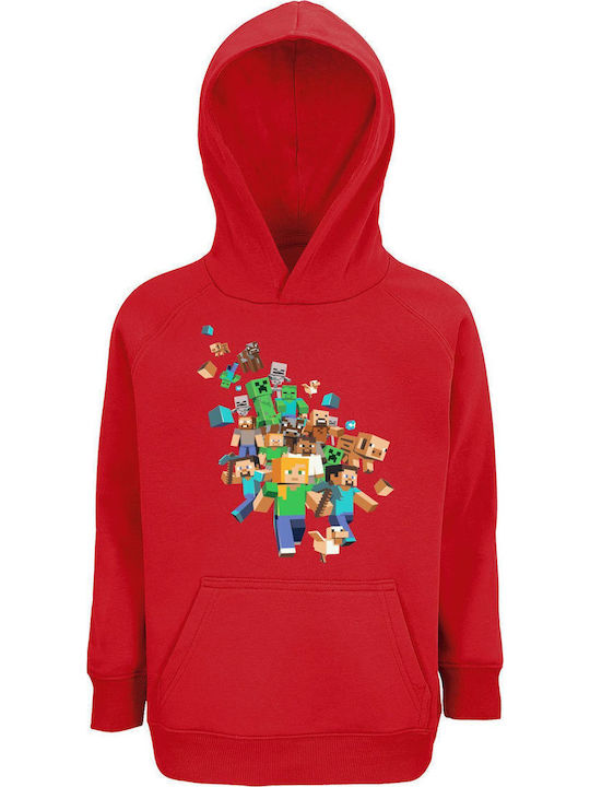 Παιδικό Φούτερ με Κουκούλα Red Minecraft Gang