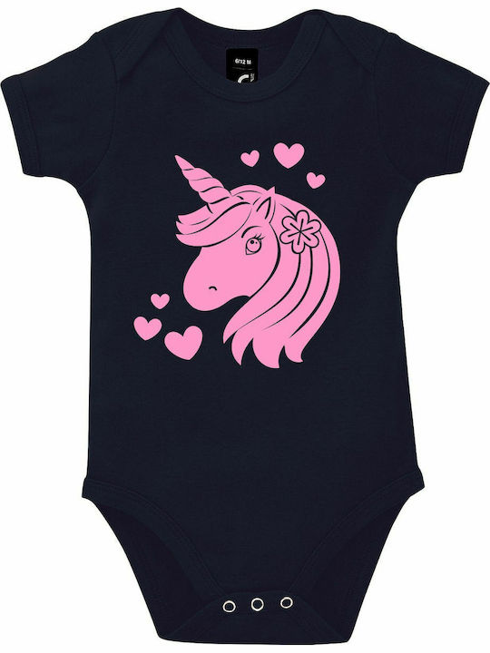 kirikoko I Am A Lovely Unicorn Къс ръкав French Navy