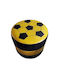 Stool For Living Room Upholstered with Leatherette Yellow-Black 43x43x39cm
