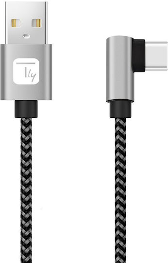 Techly Braided USB 2.0 Cable USB-C male - USB-A / USB-C PD Ασημί 1m MU2AC9-010-AL