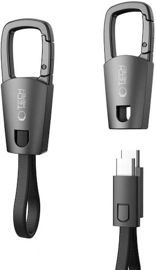 Tech-Protect Ultraboost DNA Keychain USB 2.0 Cable USB-C Male - USB-C 60W PD Gray 0.17m