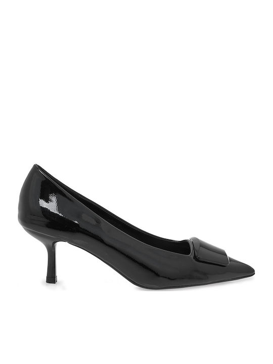 Patent Leather Black Medium Heels
