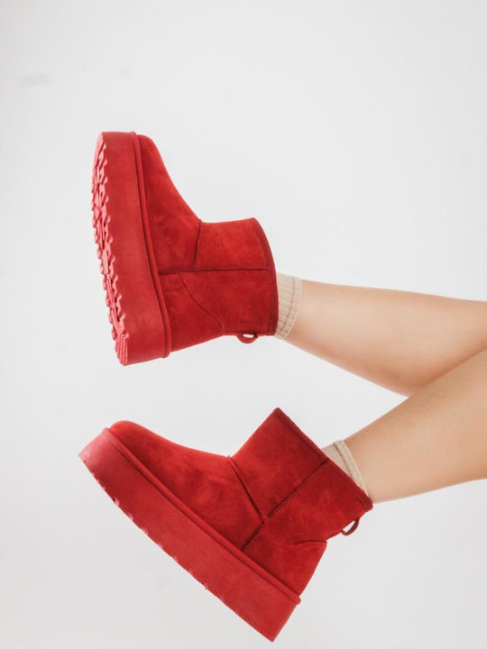 The Shoemart Stiefeletten Damen mit Pelz Burgun...