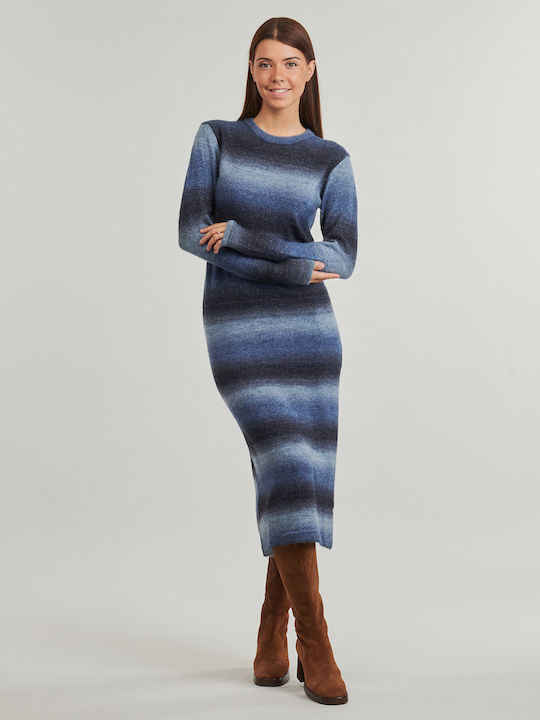 Dress Midi Φόρεμα Πλεκτό Μπλε