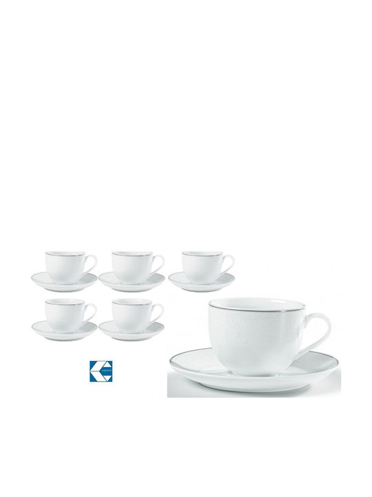 Galifas Set of Cups Coffee Porcelain White 90ml 12pcs